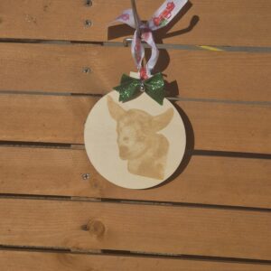 Wooden Goat Circle Ornament