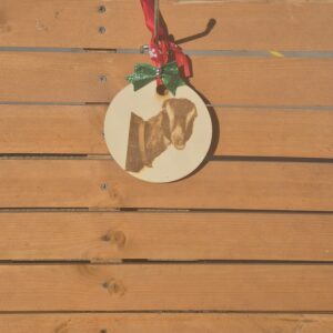 Wooden circle goat ornament