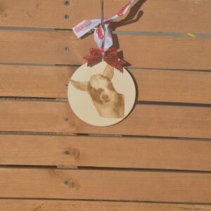 Wooden circle goat ornament