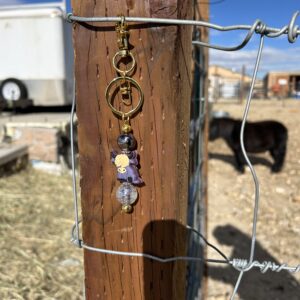 Purple Highland Cow Keychain
